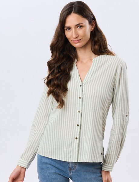 CAMISA DE LINO CUELLO MAO Menta