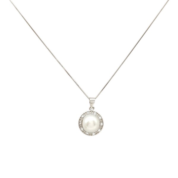 Conjunto colgante Halo Perla- Plata 925 - Perla española- CJ3069 Conperla