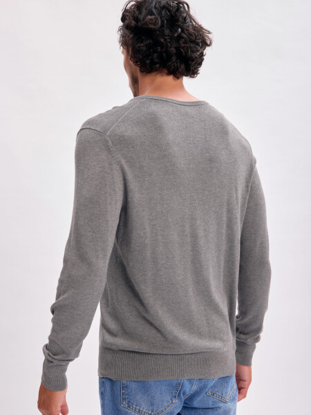 Buzo punto cuello a la base Gris