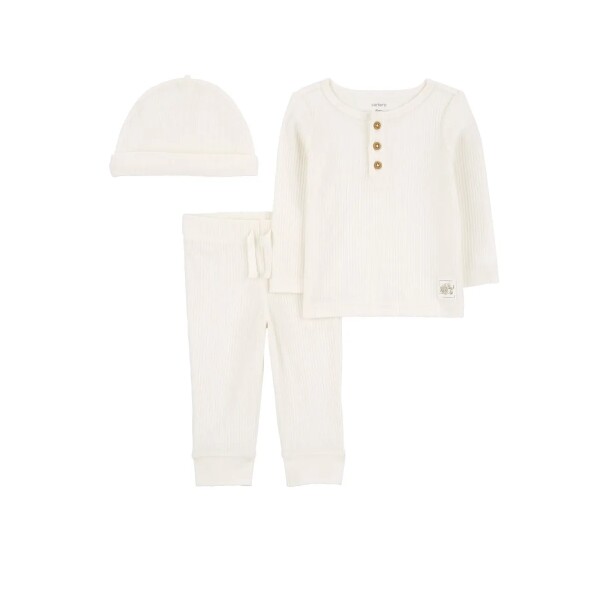 Primera Muda Carters tres piezas Remera botones Blanca Elefante