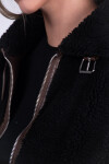 Campera cuero con corderito Negro
