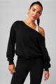 Polera Year Round Terry Off Shoulder Sweatshirt Mujer Black