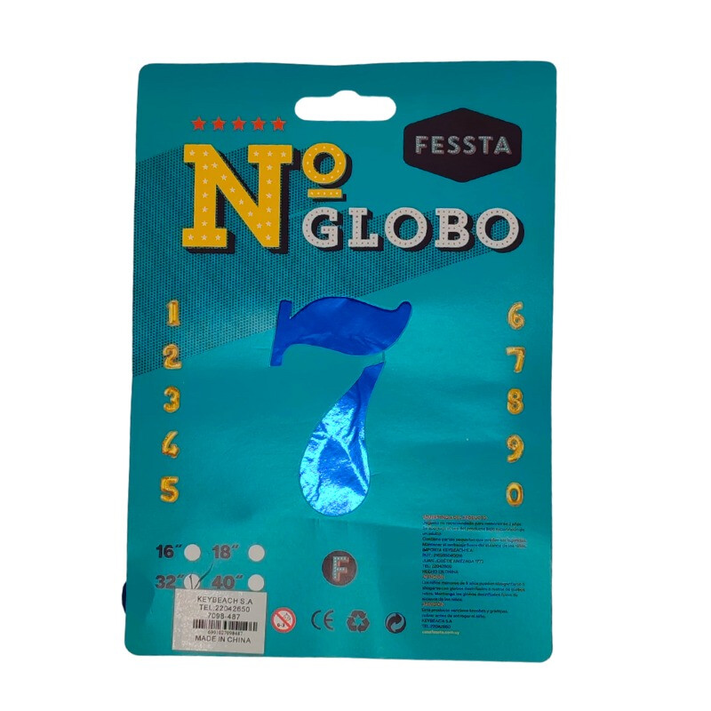 Globo Número Fessta 32" Azul SIETE