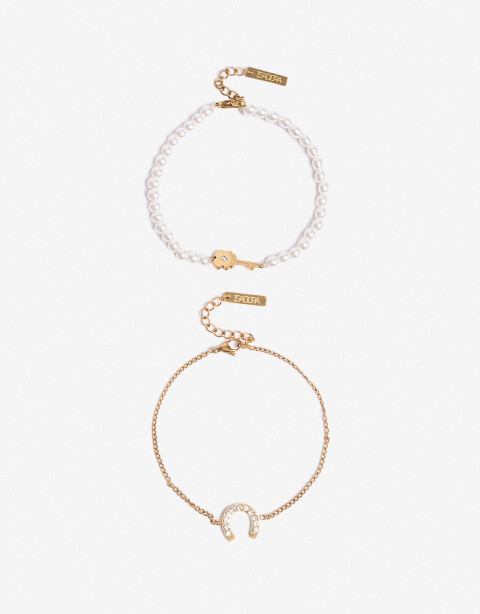 Pulseras Flexibles Sets Perlas Set De Pulseras Flexibles Acero - Dorado