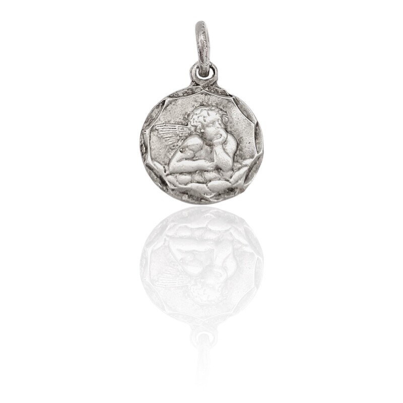 Dije Medalla Ángel de la Guarda-Plata 925- Sin piedra- CP3020 sinpiedra