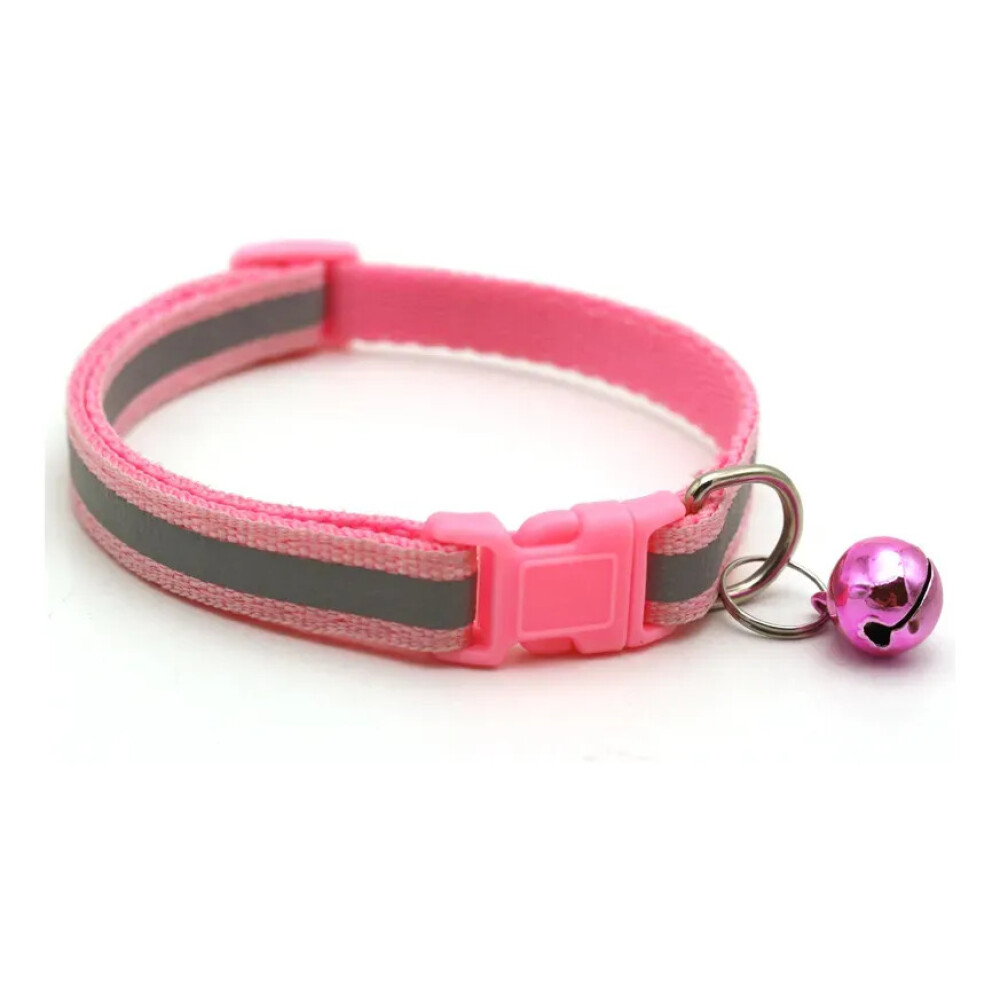 Collar Para Gato Ajustable Reflectivo Con Cascabel ROSA