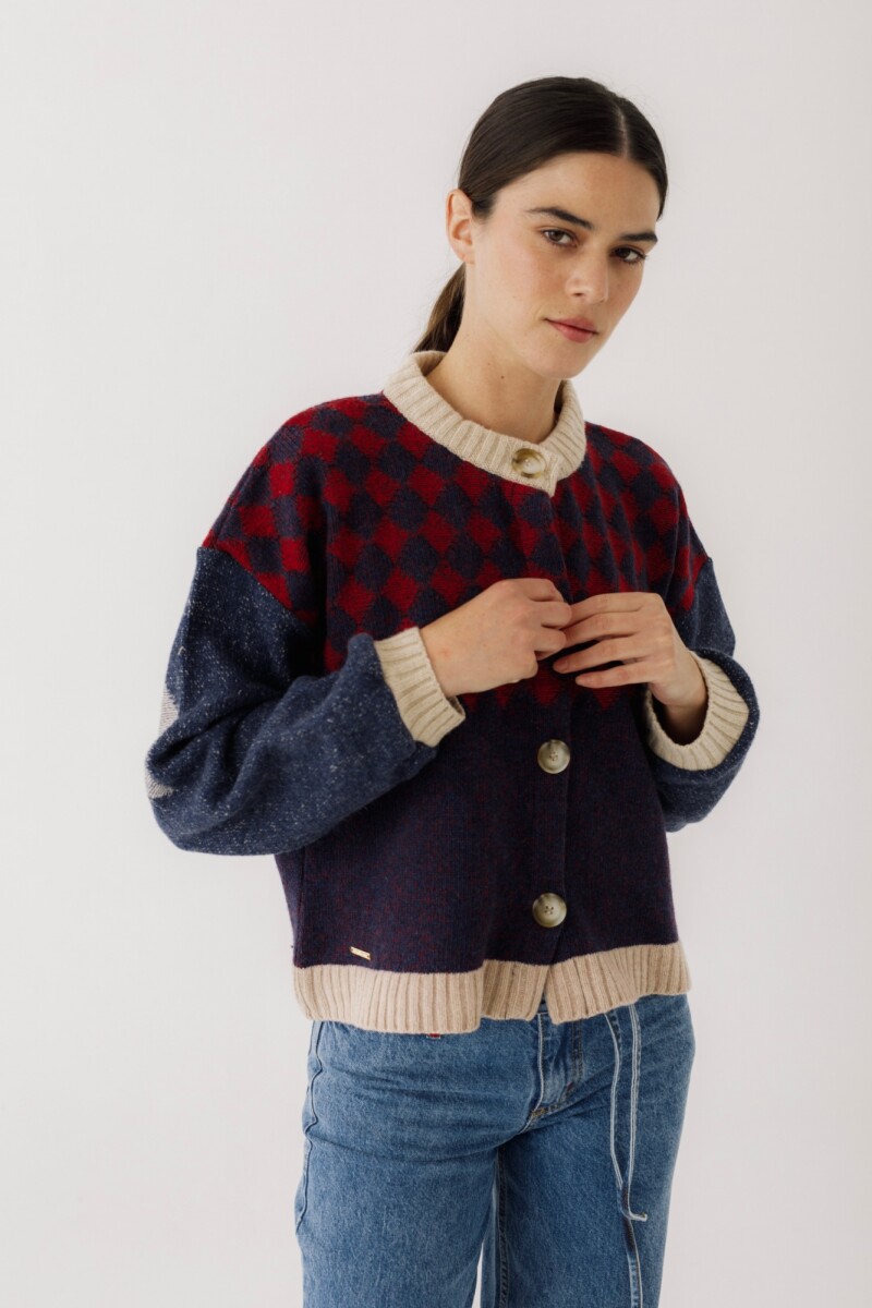 CARDIGAN ROMBOS Azul