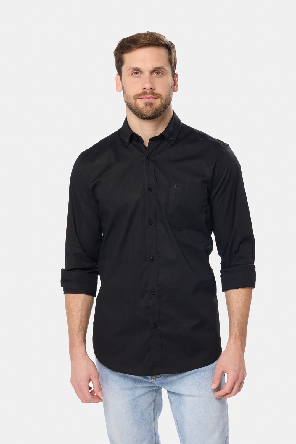 CAMISA LISA SPORT CON SPANDEX Negro
