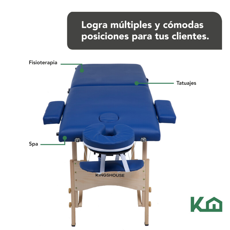 Cama Camilla Masajes Portatil Plegable 2 Secciones Azul