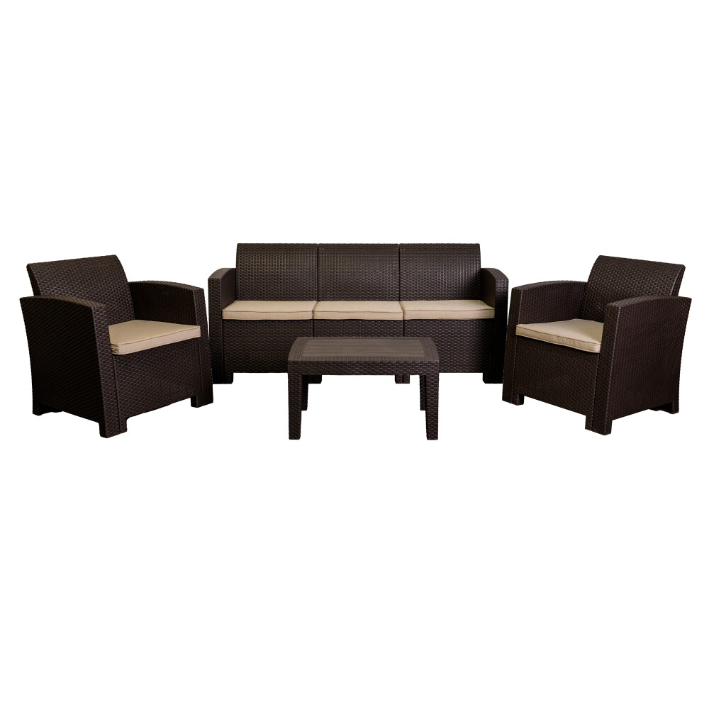 SET DE LIVING EXTERIOR POLIPROPILENO MARRON GALES