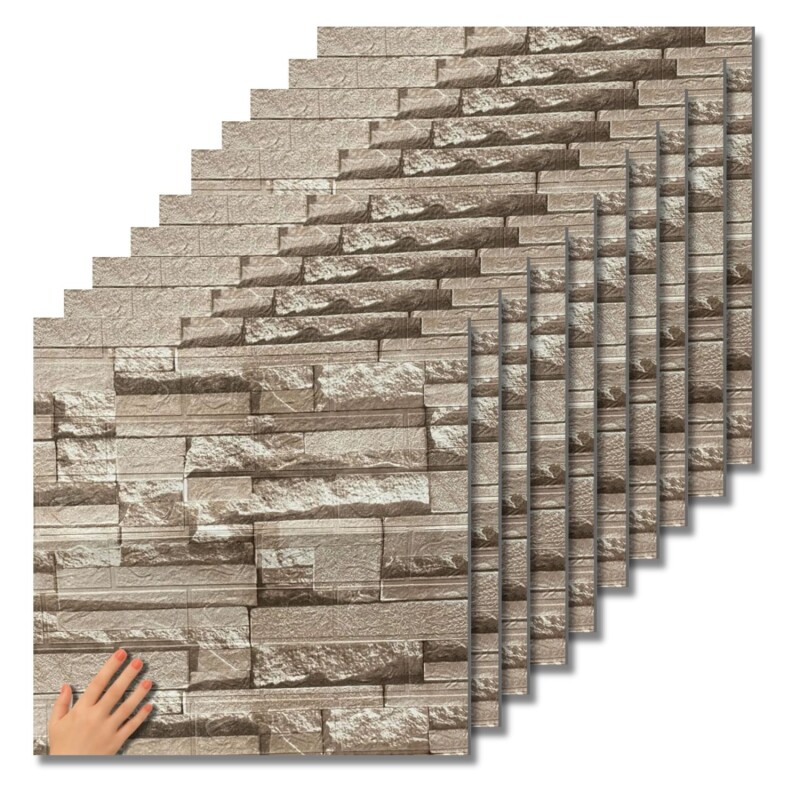 20 Placas Revestimiento Pared Autoadhesiva 70x77cm Promo X20 Piedra Oscura