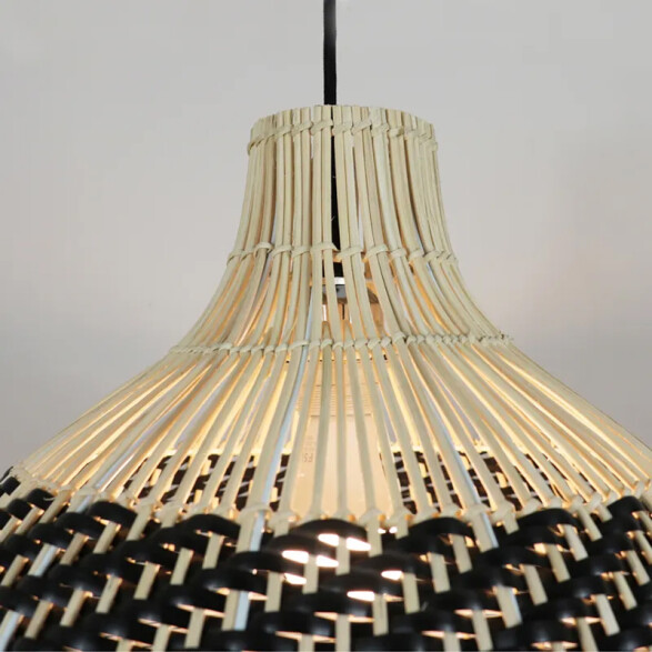 Lámpara colgante cilíndrica beige negro E27 Ø300mm IX9542