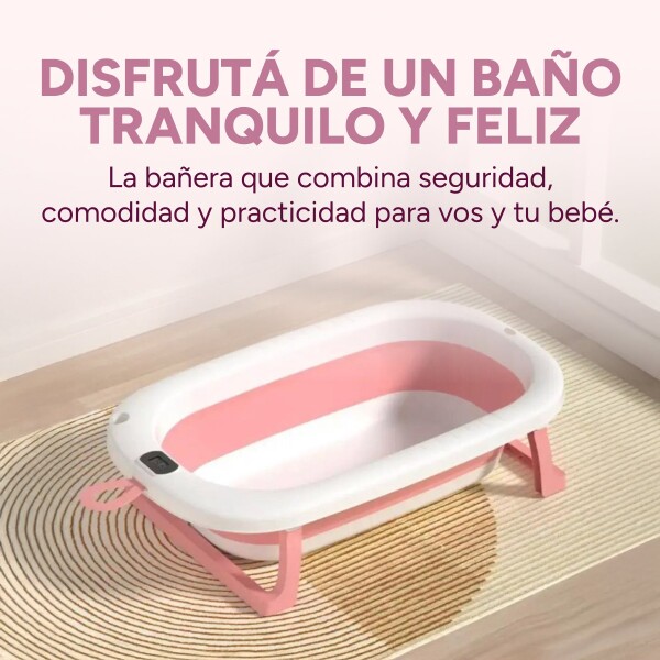 Baño Plegable Termómetro + Colchón Bebé Baby Antideslizante Color Variante Rosado