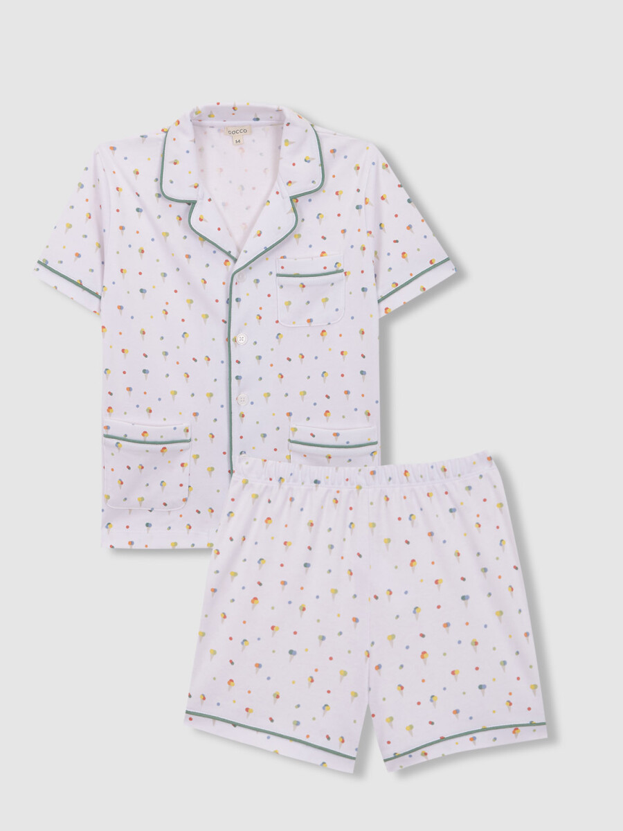 Pijama Helados Con Vivos En Contraste Blanco