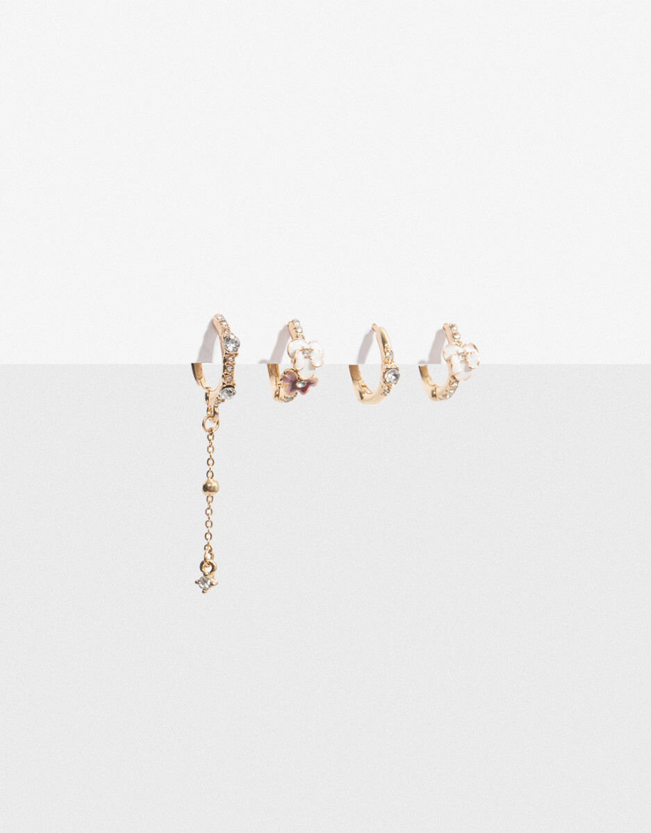 Set De Argollas Con Strass 