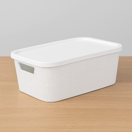 CAJA ORGANIZADORA SIMIL RATTAN 7LTS BLANCA BLANCO