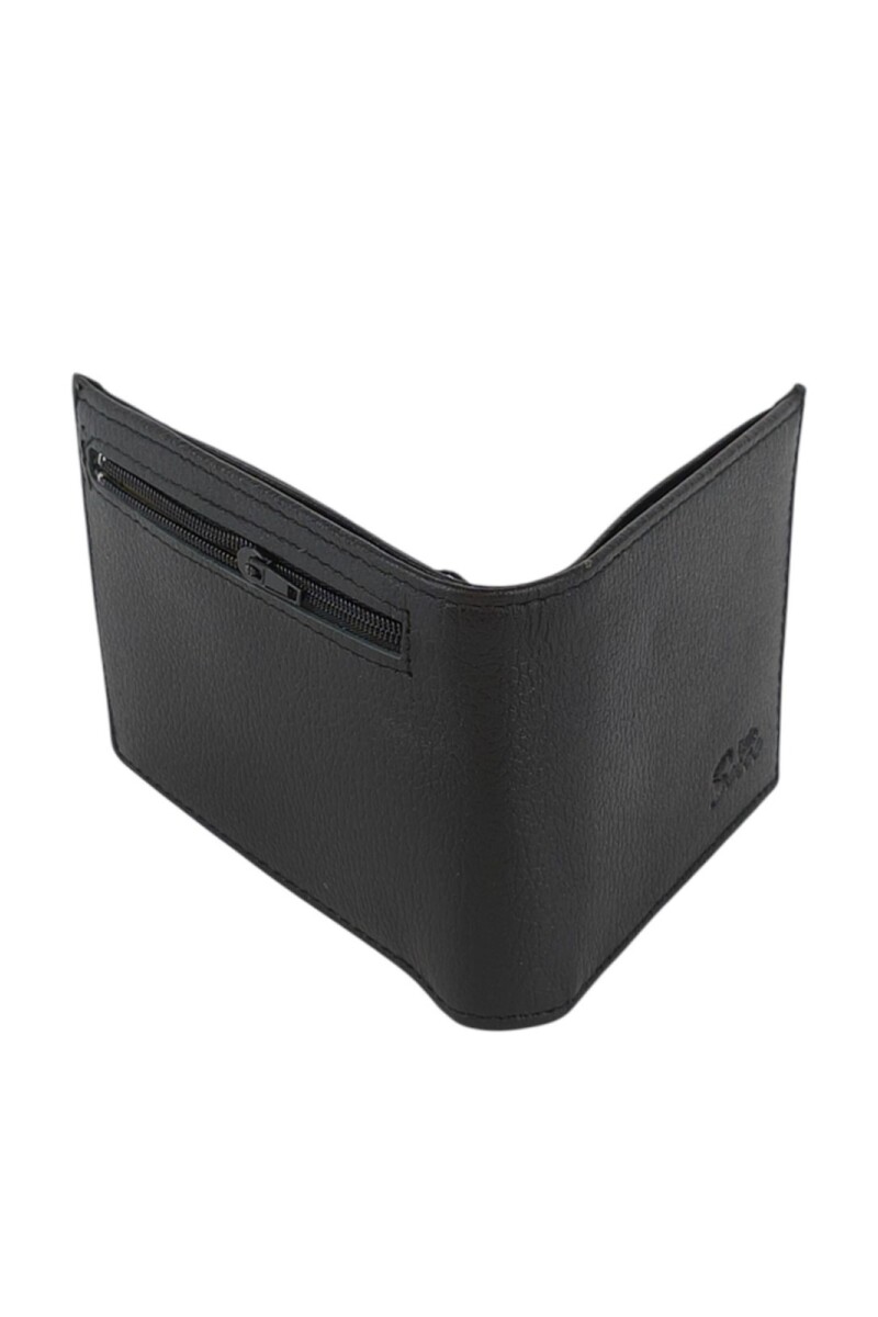 Billetera de cuero con cierre Negro