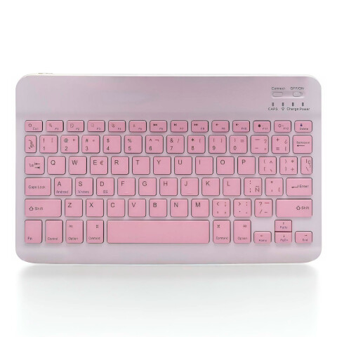Teclado + Mouse Inalambricos Bluetooth Ultra Finos Elegantes Color Rosa