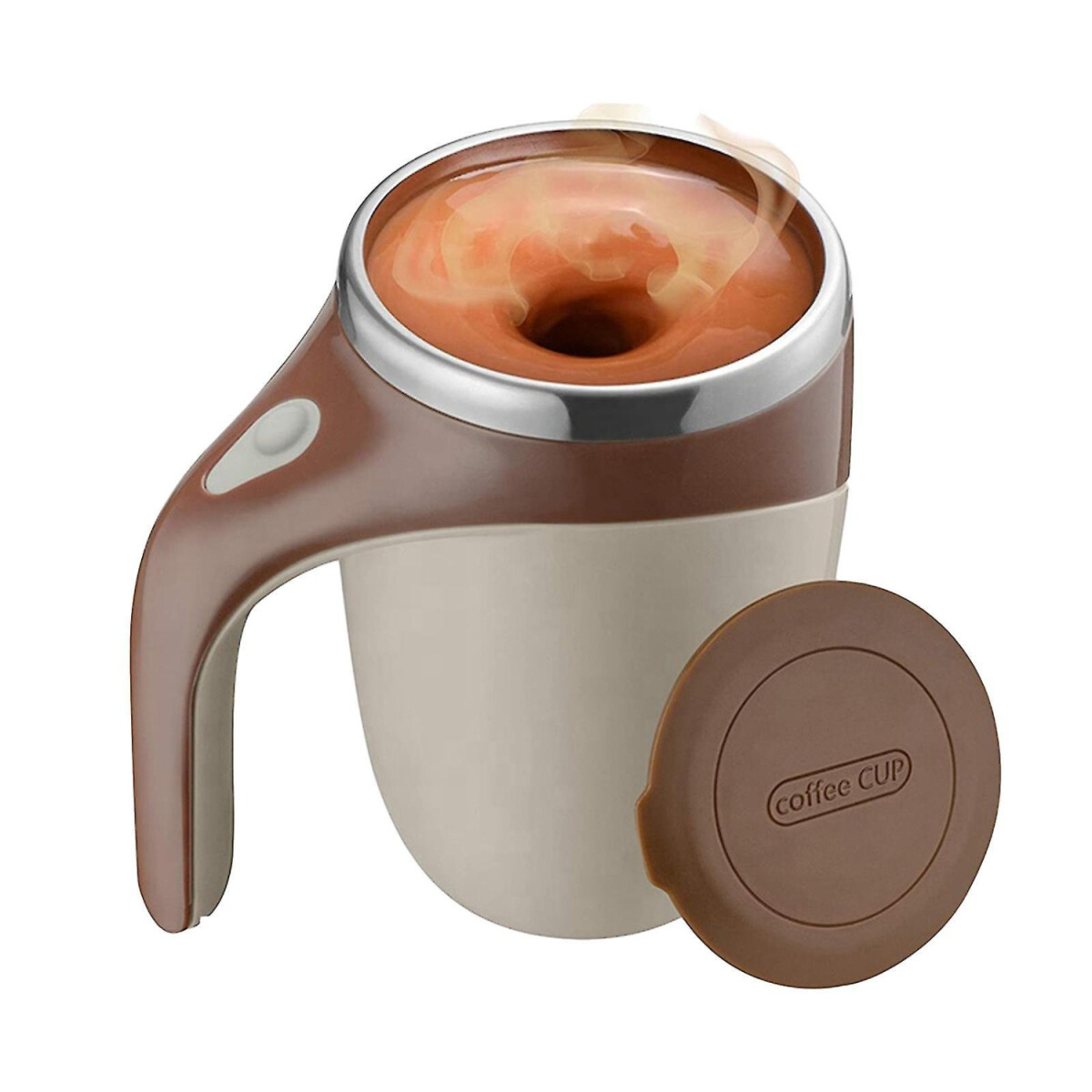 Taza Con Mezclador Magnético Y Tapa Recargable 380Ml Acero - Variante Color Marron 