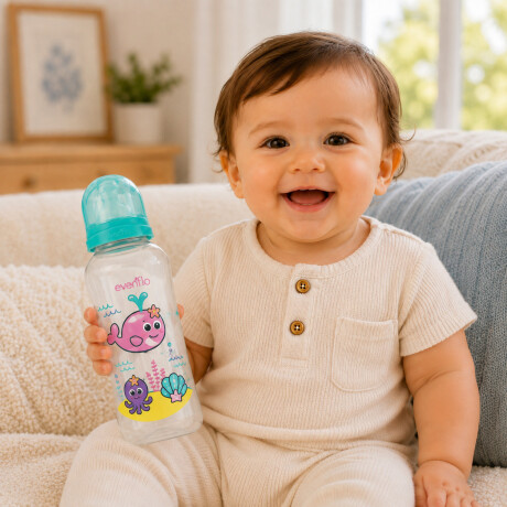 Mamadera Evenflo Acuario Bebé 3-12M 240Ml Tetina Flujo Medio Azul