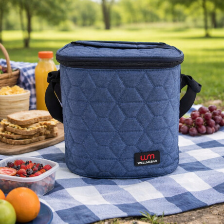 Lunchera Térmica Impermeable con Correa Ajustable Modelo Cuadrado Azul