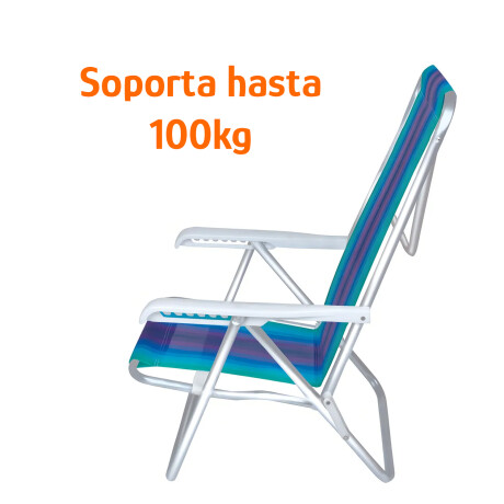 Reposera Silla Reclinable De Playa 8 Posiciones Aluminio Verde Agua/violeta
