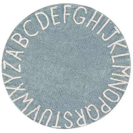 Alfombra Redonda Pop 100Cm Celeste Letras