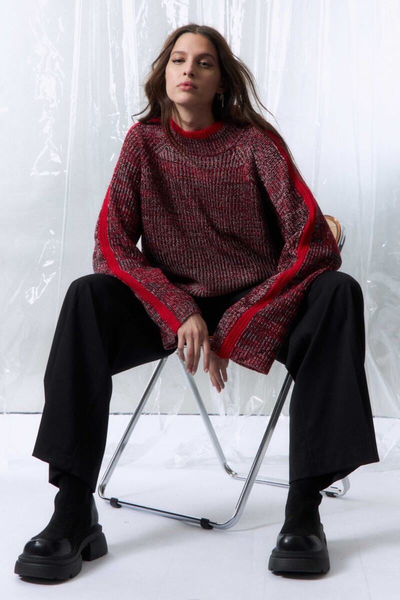 Sweater tejido melange - rojo 