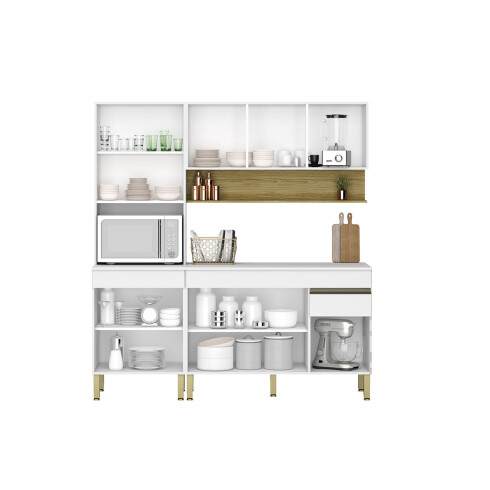 JUEGO DE COCINA MODULAR COMPLETO MDP LINE BLANCO BLANCO
