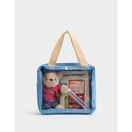 Set De Librería En Estuche De Pu Con Peluche Azul Celeste