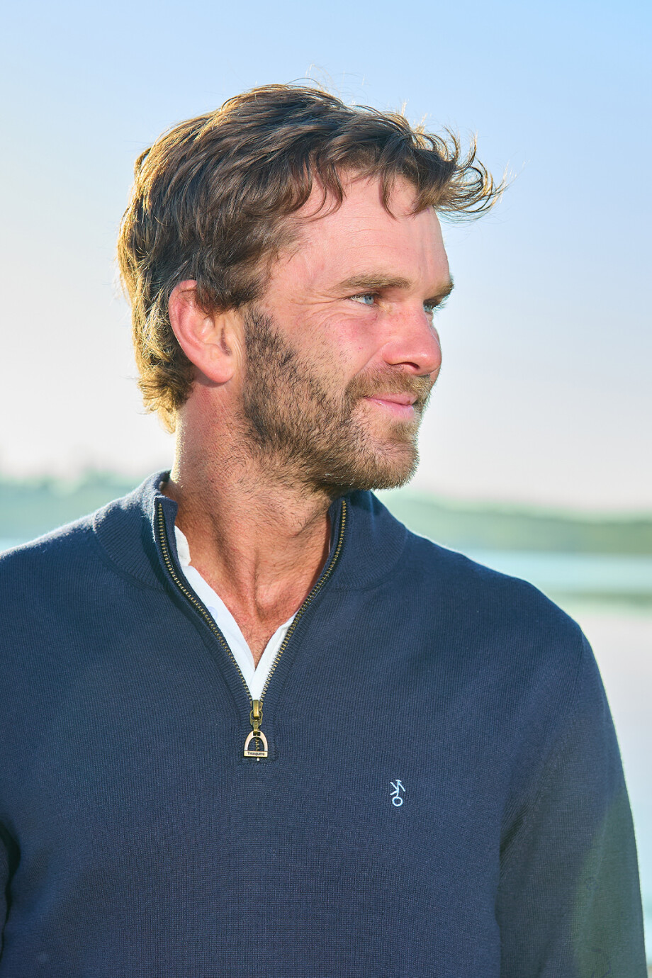 Sweater Medio Cierre Estribo Azul