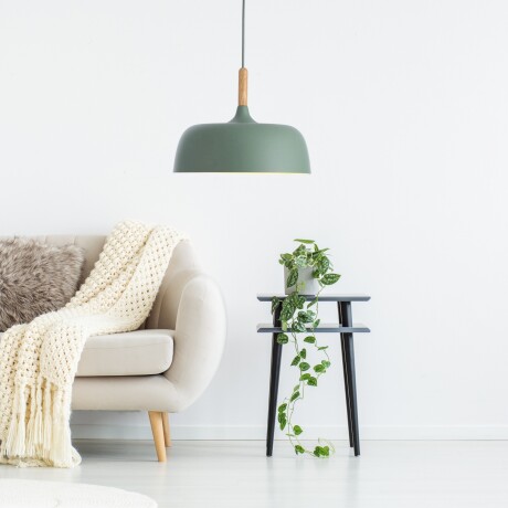 Campana de aluminio y terminación con madera Verde menta