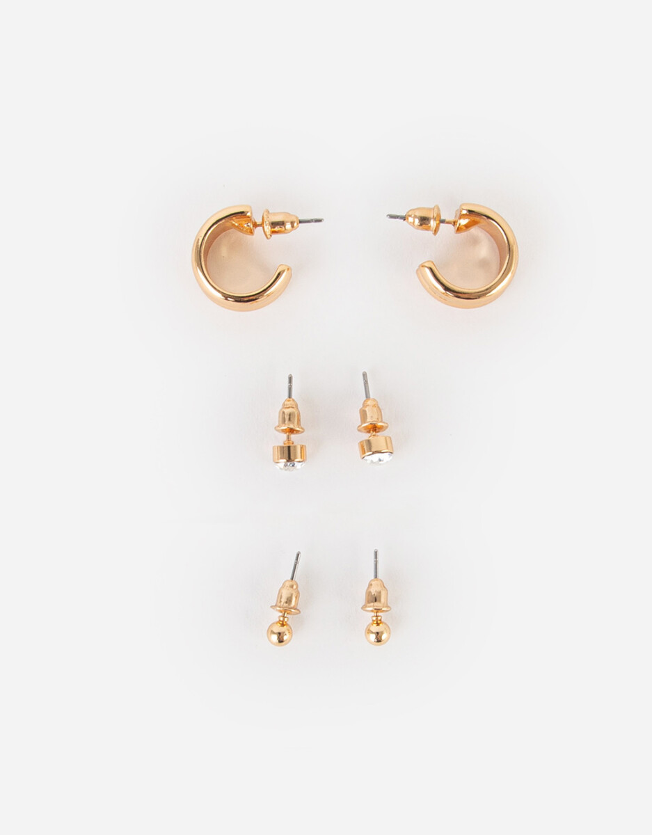 Set De Aros Bañados En Oro 