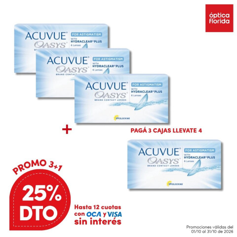 Acuvue Oasys Tórico - PROMO 4 Cajas Acuvue Oasys Tórico - Promo 4 Cajas