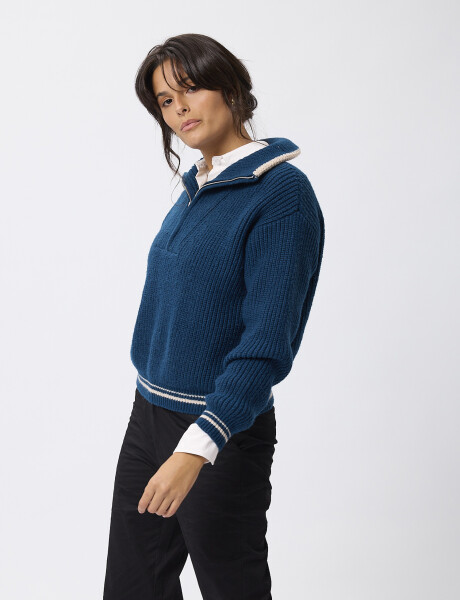 Sweater cuello cierre petroleo