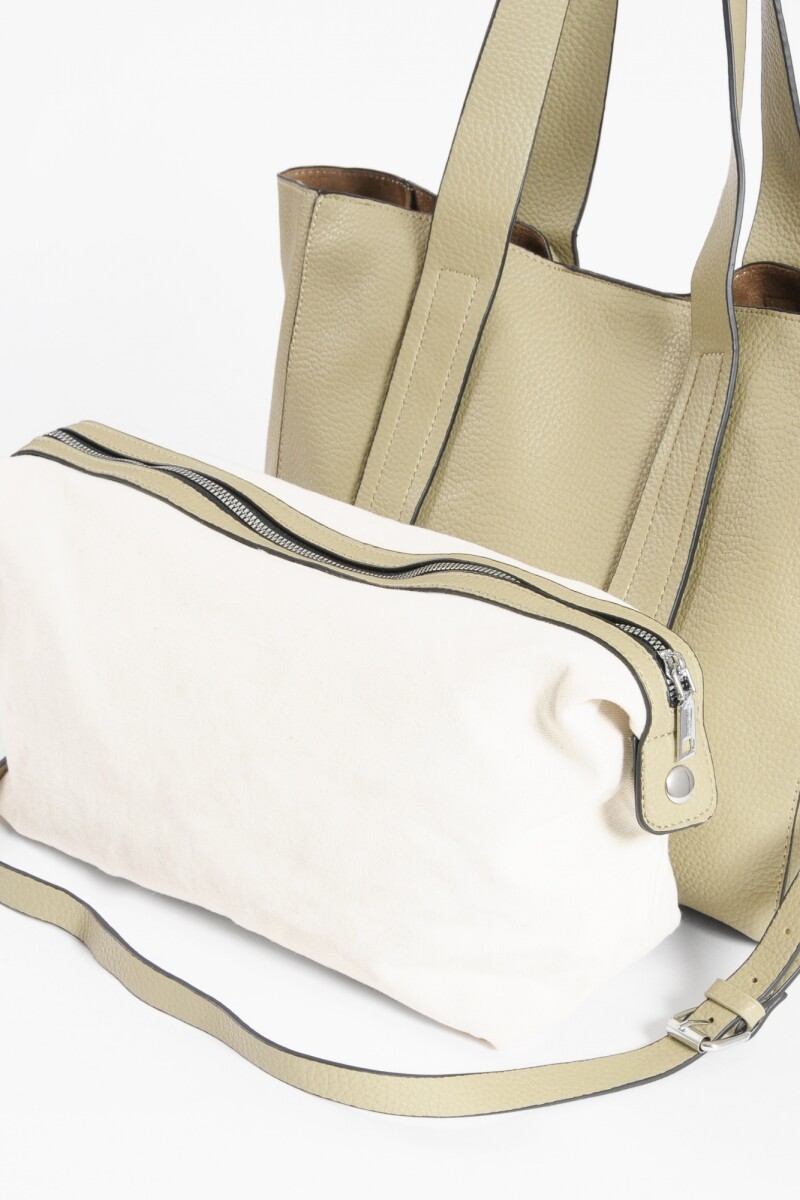 Shopper con pespuntes verde musgo