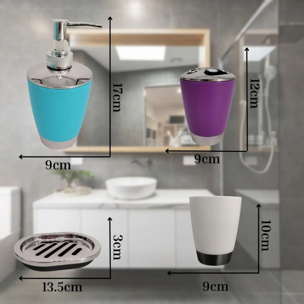 Set De 4 Accesorios Para Pileta De Baño Cian