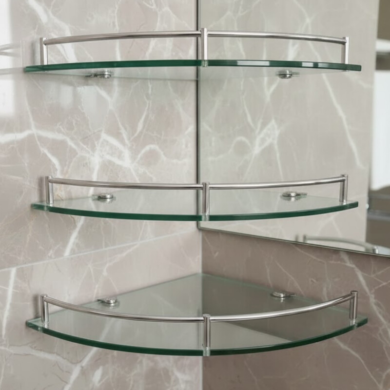 Set x3 esquinero para baño de vidrio TRANSPARENTE