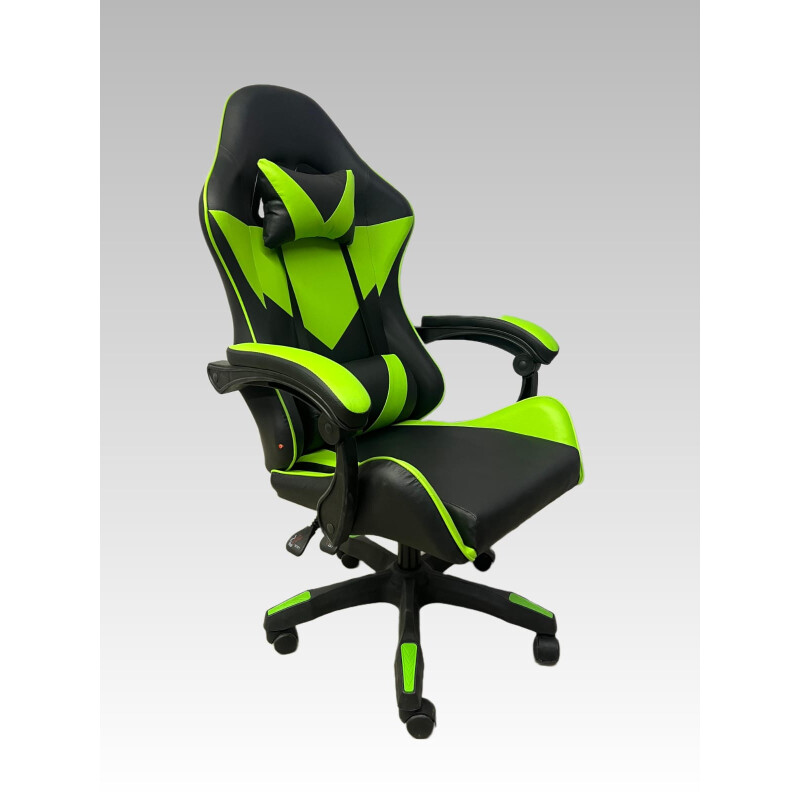 Silla Gamer Negra/Verde en PVC con Sistema Basculante Silla Gamer Negra/Verde en PVC con Sistema Basculante