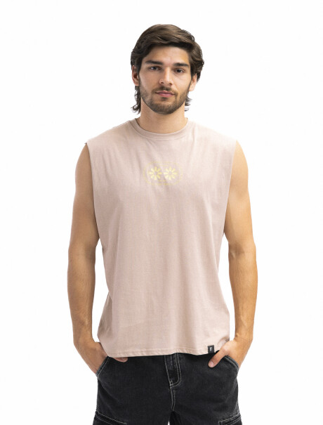 Musculosa Estampada Oversized Beige/Fantasía 1
