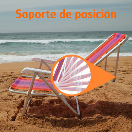 Reposera Silla Reclinable De Playa 8 Posiciones Aluminio Coral/violeta