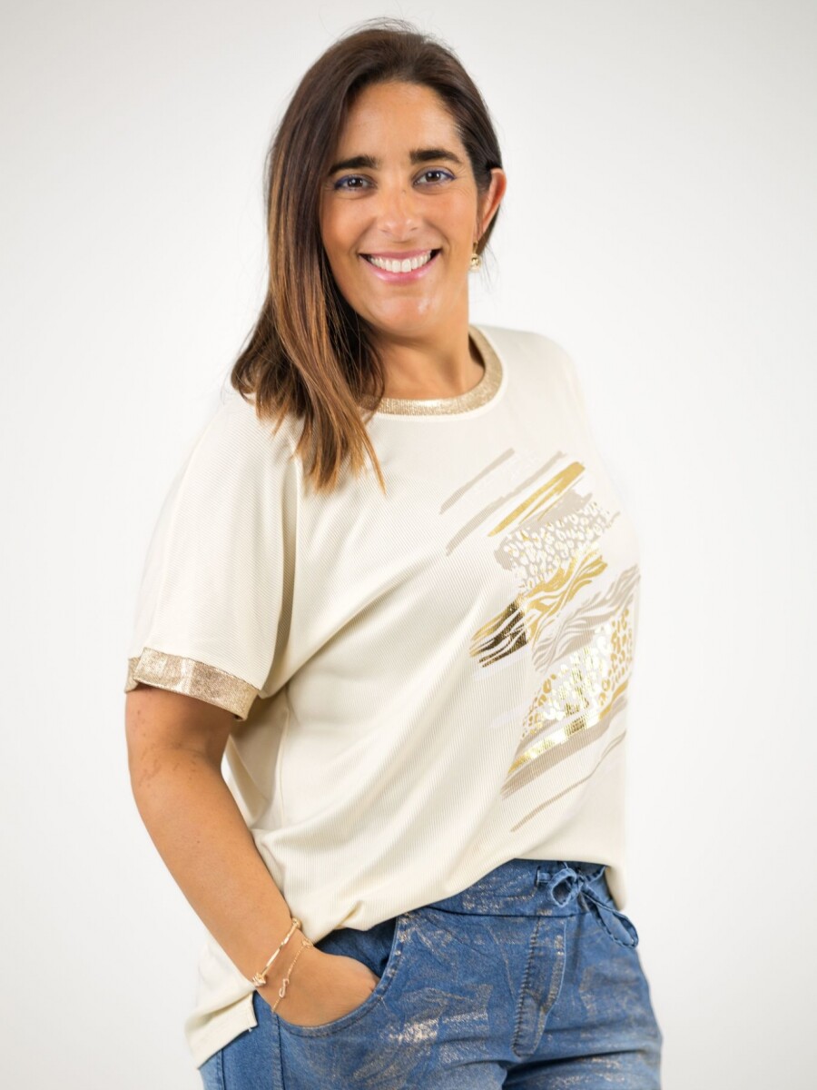 Blusa elastizada tipo morley Beige