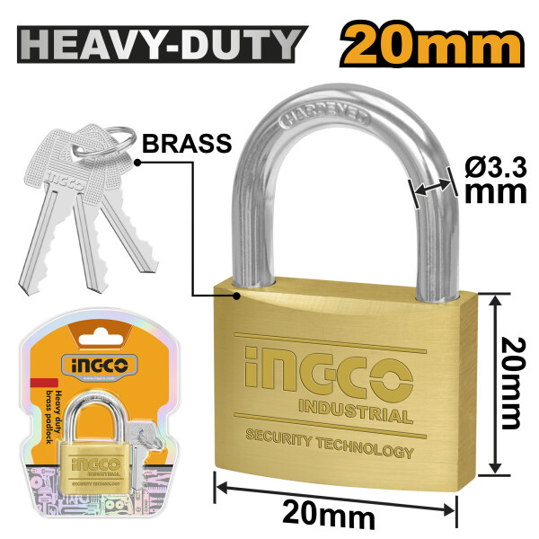 CANDADO BRONCE 20MM INGCO 3 LLAVES DBPL0202 CANDADO BRONCE 20MM INGCO 3 LLAVES DBPL0202