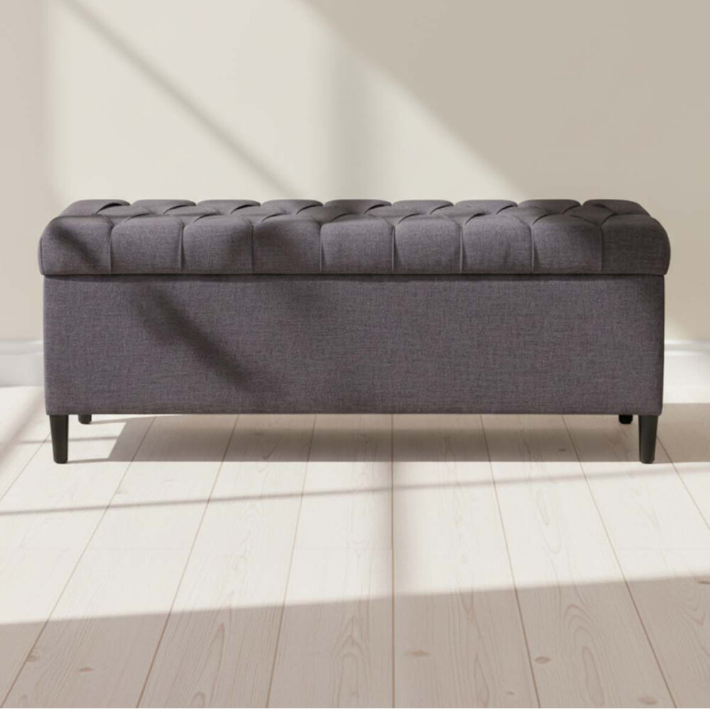 PIE DE CAMA MADERA-Y-TELA GRIS GINEBRA