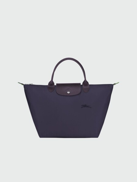 Longchamp -Cartera Longchamp plegable de nylon con cierre y asa corta, Le pliage green M Violeta