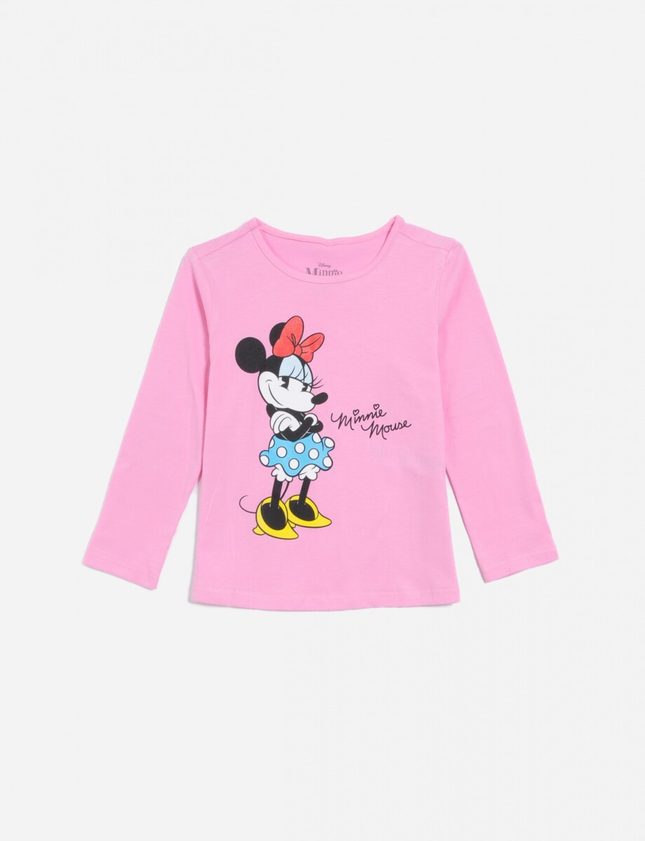 Remera m/l Minnie niña - Fucsia 