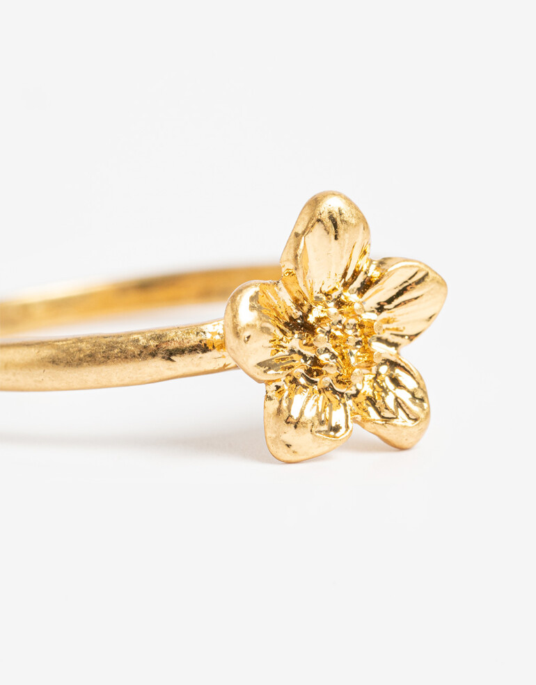 Anillos Chicos Metal Anillo Chico Flor Metal - Dorado Oro Amarillo