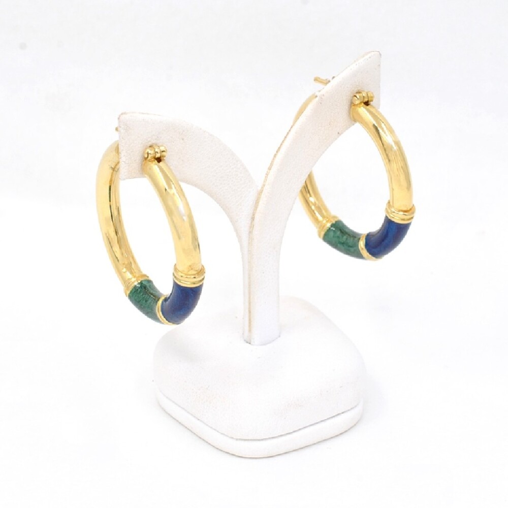 Aros En Oro 18K Con Esmalte En 2 Colores Aros En Oro 18K Con Esmalte En 2 Colores
