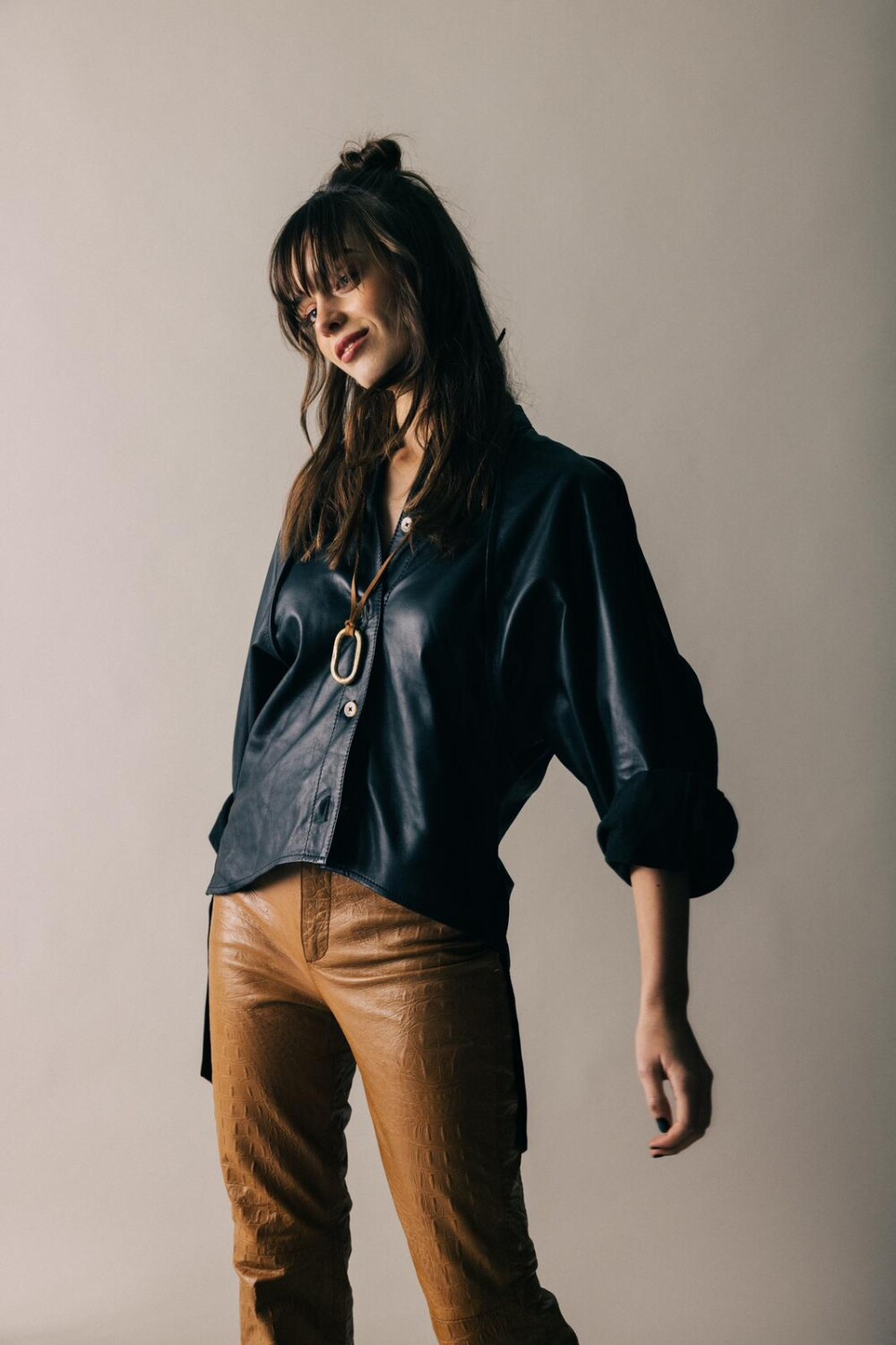 Leather Fulera Shirt Negro