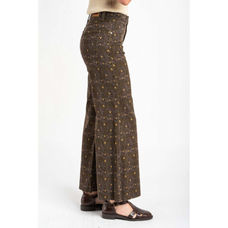 Jean Flared Wide Leg Print Chocolate